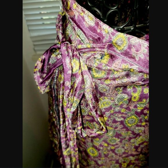 100% Silk Floral Boho Wrap-around Skirt Dress Versatile!  Floral Earthy One Size - Picture 4 of 9